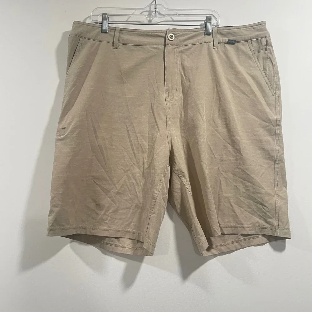 AFTCO Mens M104 Hybrid Fishing Shorts Khaki Tan Size 40 Stretch Performance